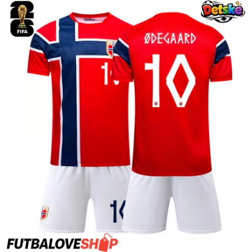 Dres Nórsko Martin Odegaard #10 Domáci pre deti MS 2026 Krátky Rukáv (+ trenírky)